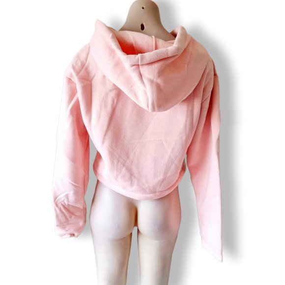Y2k, pale / pastel / baby pink, cropped, hooded, 3/4 sleeve, jumper fits AU 8-12 - Picture 3 of 12